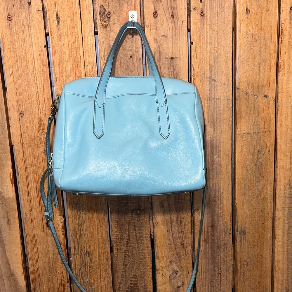 Fossil Blue Leather Sydney Satchel